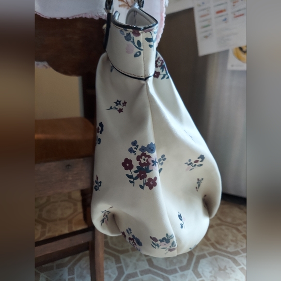 Nicole Miller Zipper Floral Cream Shoulder Large Purse - Picture 6 of 12